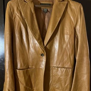 Banana Republic leather blazer jacket butter soft size 10 =16 in flat shoulders